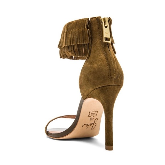 Joie Alex fringe leather heeled sandals 38 1/2 - Picture 2 of 9
